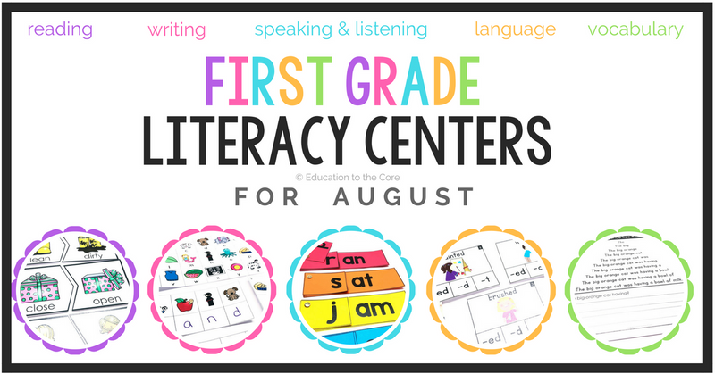 1st Grade Literacy Centers for August