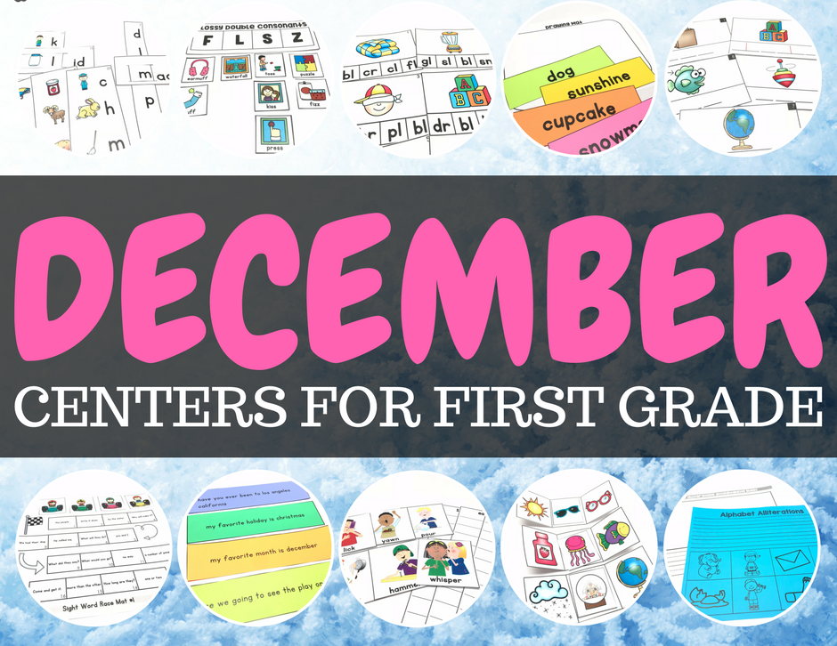 December Literacy Centers for First Grade