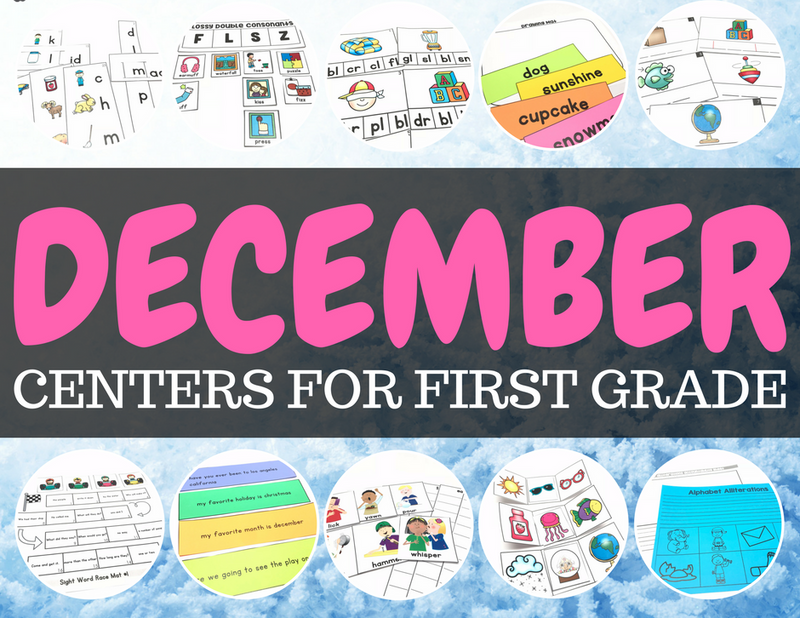 December Literacy Centers for First Grade