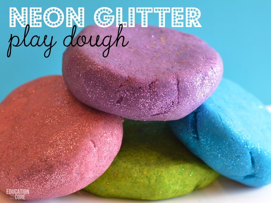 Neon Glitter Play Dough Fun