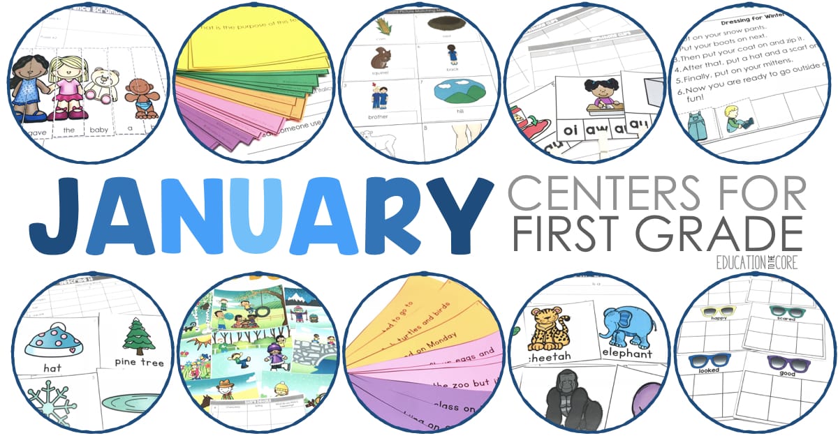January Centers for First Grade
