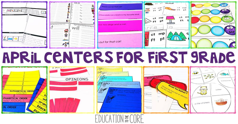 April Literacy Centers for First Grade