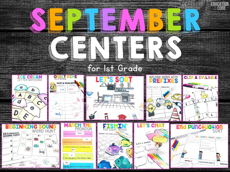 September Centers for First Grade