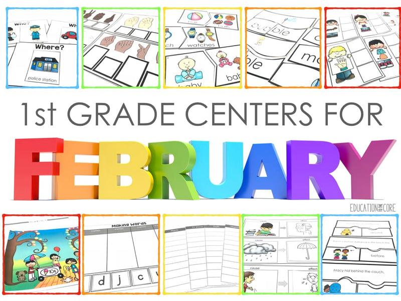First Grade Literacy Centers for February