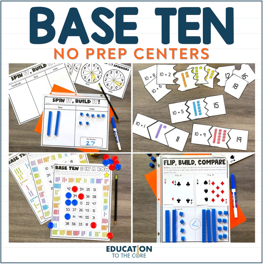 Base Ten No Prep Math Centers