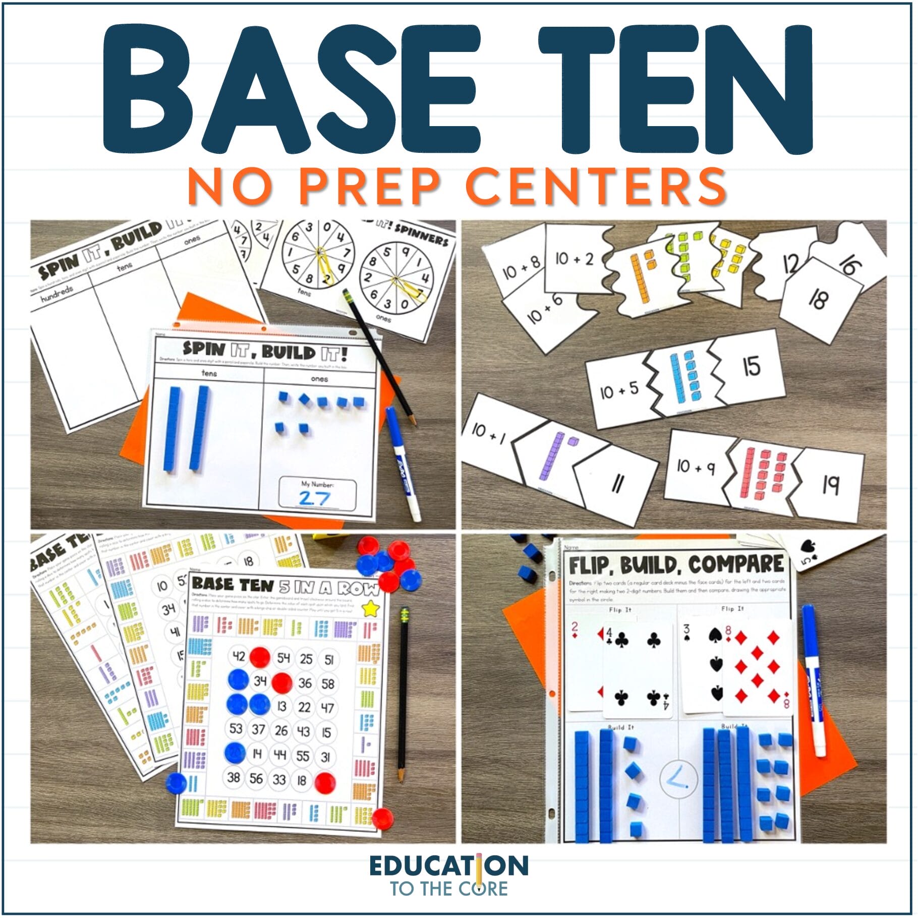 Base Ten No Prep Math Centers
