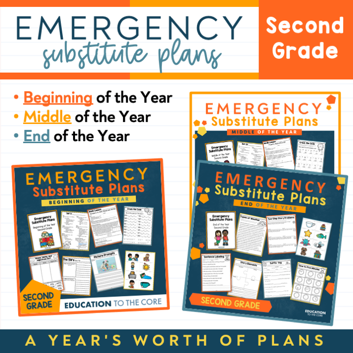 Second Grade Editable Sub Plans
