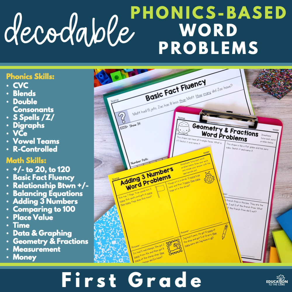 First Grade Decodable Math Word Problems