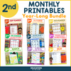 2nd Grade Monthly No Prep Printables Year-Long Bundle