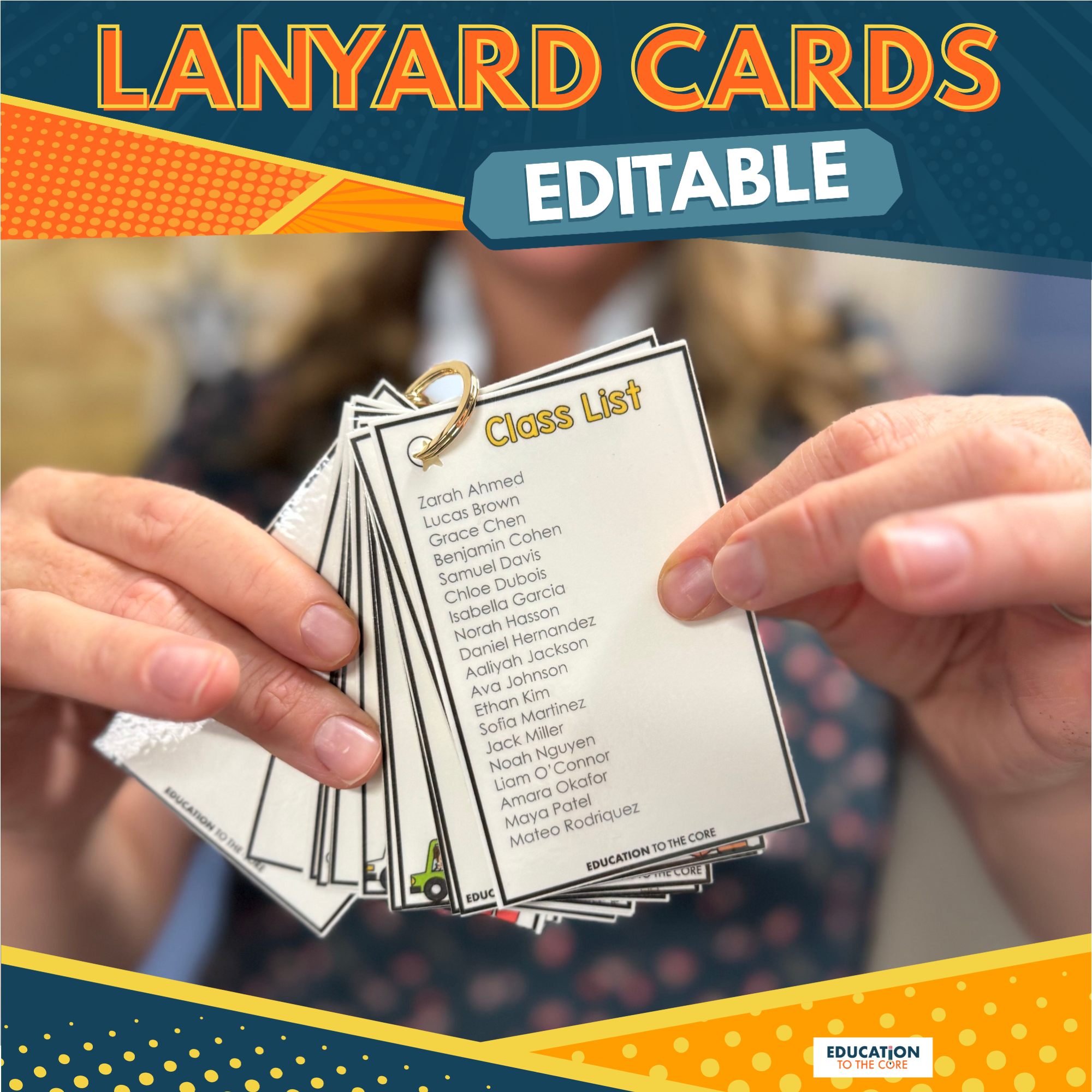 Editable Lanyard Cards for Teachers or Subs