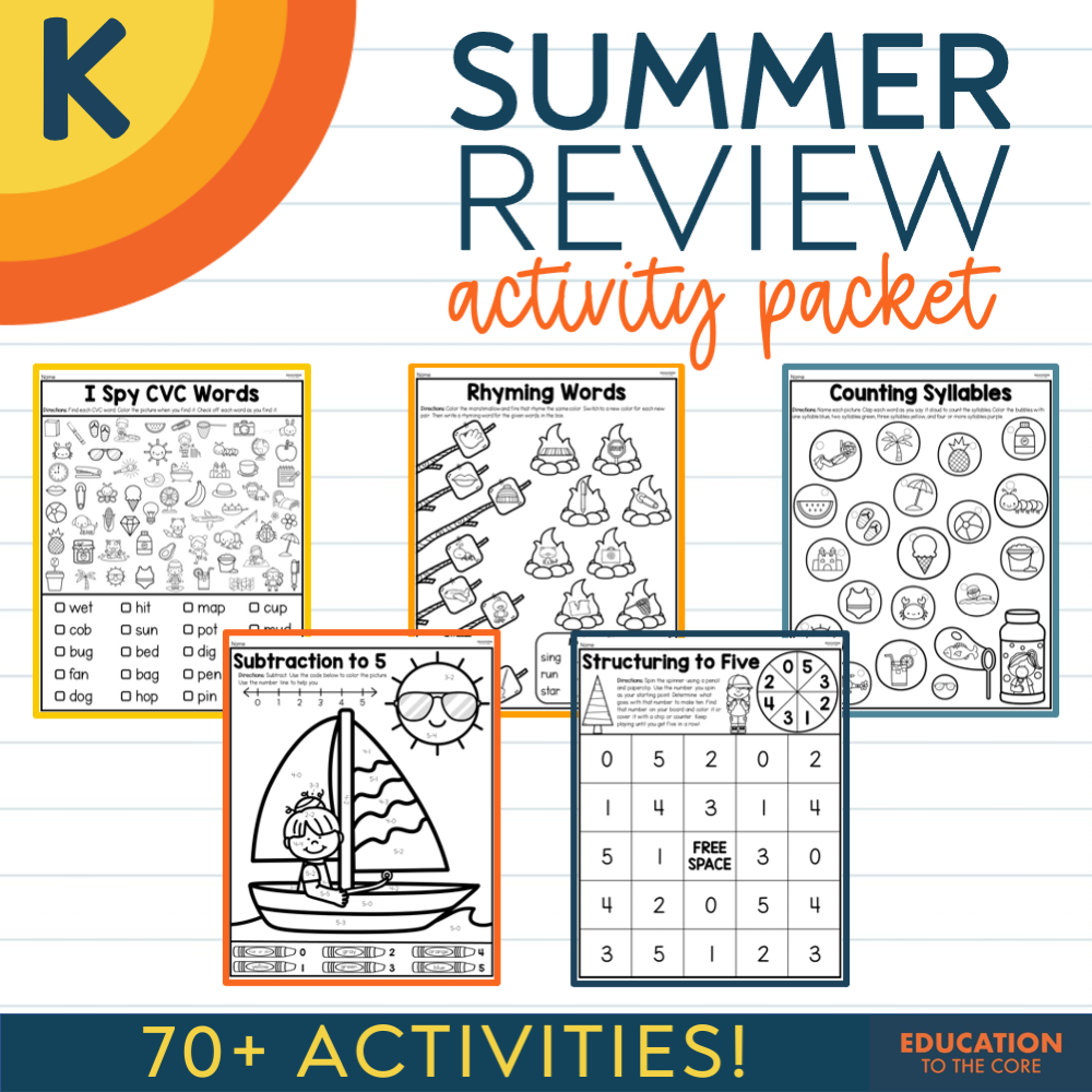 Kindergarten Summer Review Packet