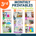 3rd Grade Monthly No Prep Printables Year-Long Bundle