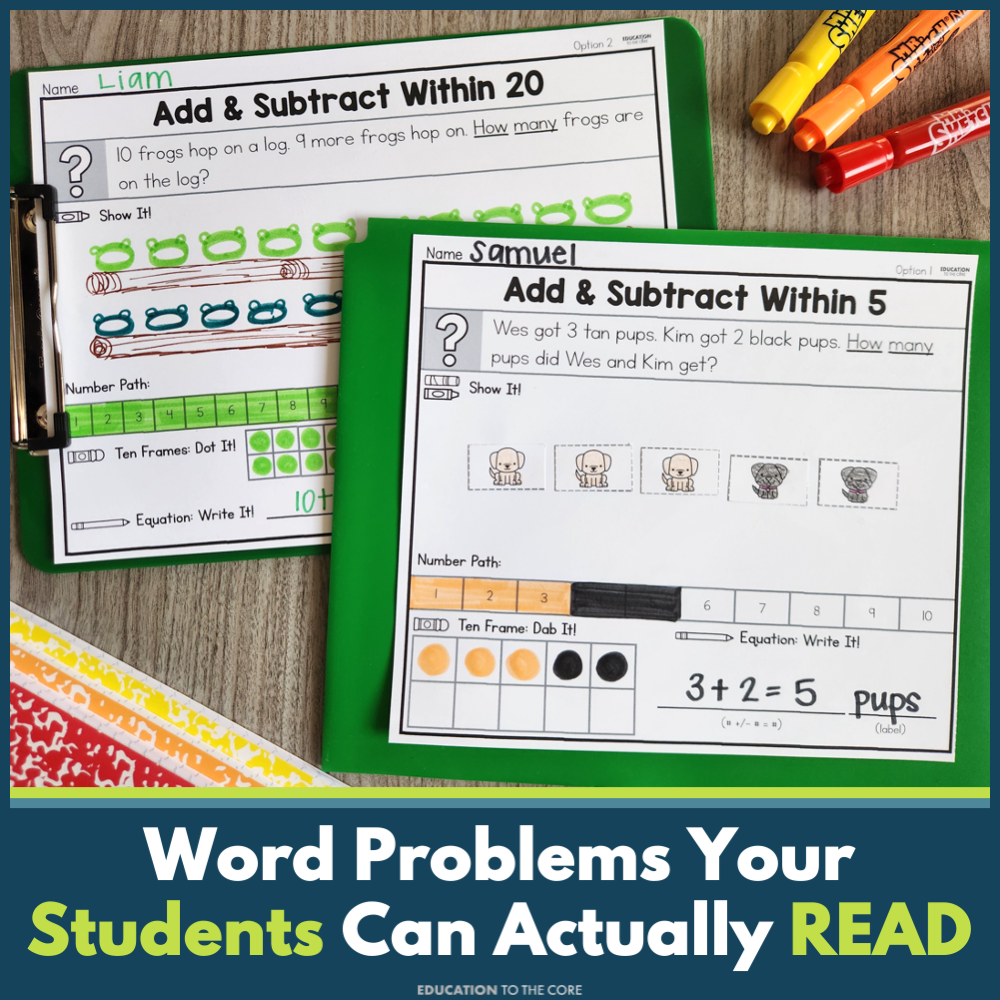 Kindergarten Decodable Math Word Problems