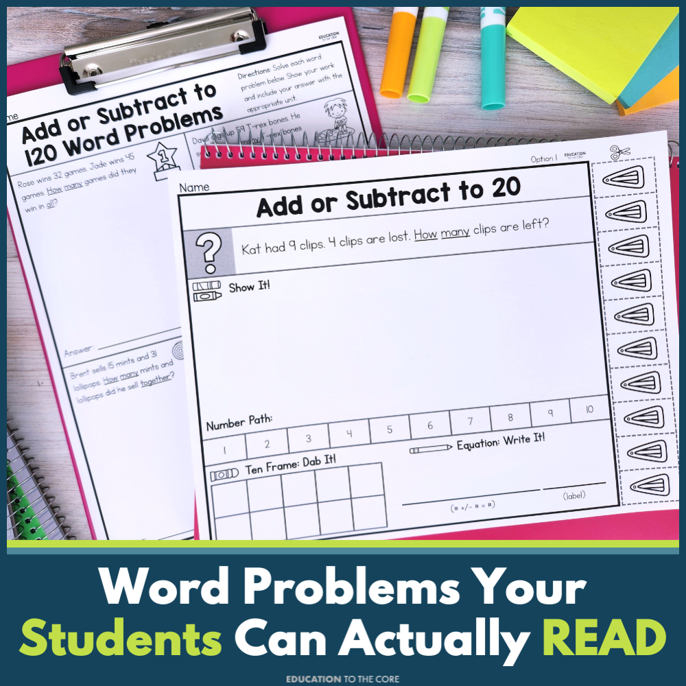 First Grade Decodable Math Word Problems – Education to the Core