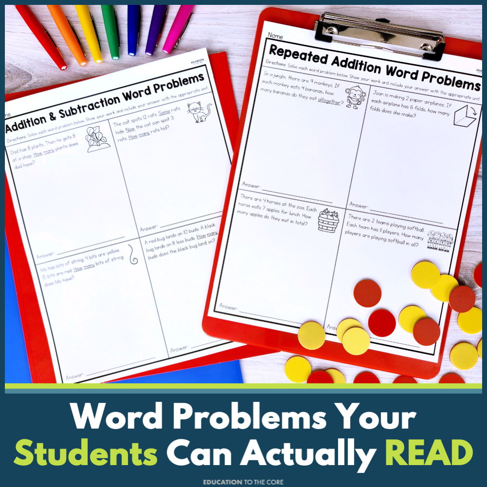 Second Grade Decodable Math Word Problems