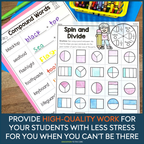 Second Grade Editable Sub Plans