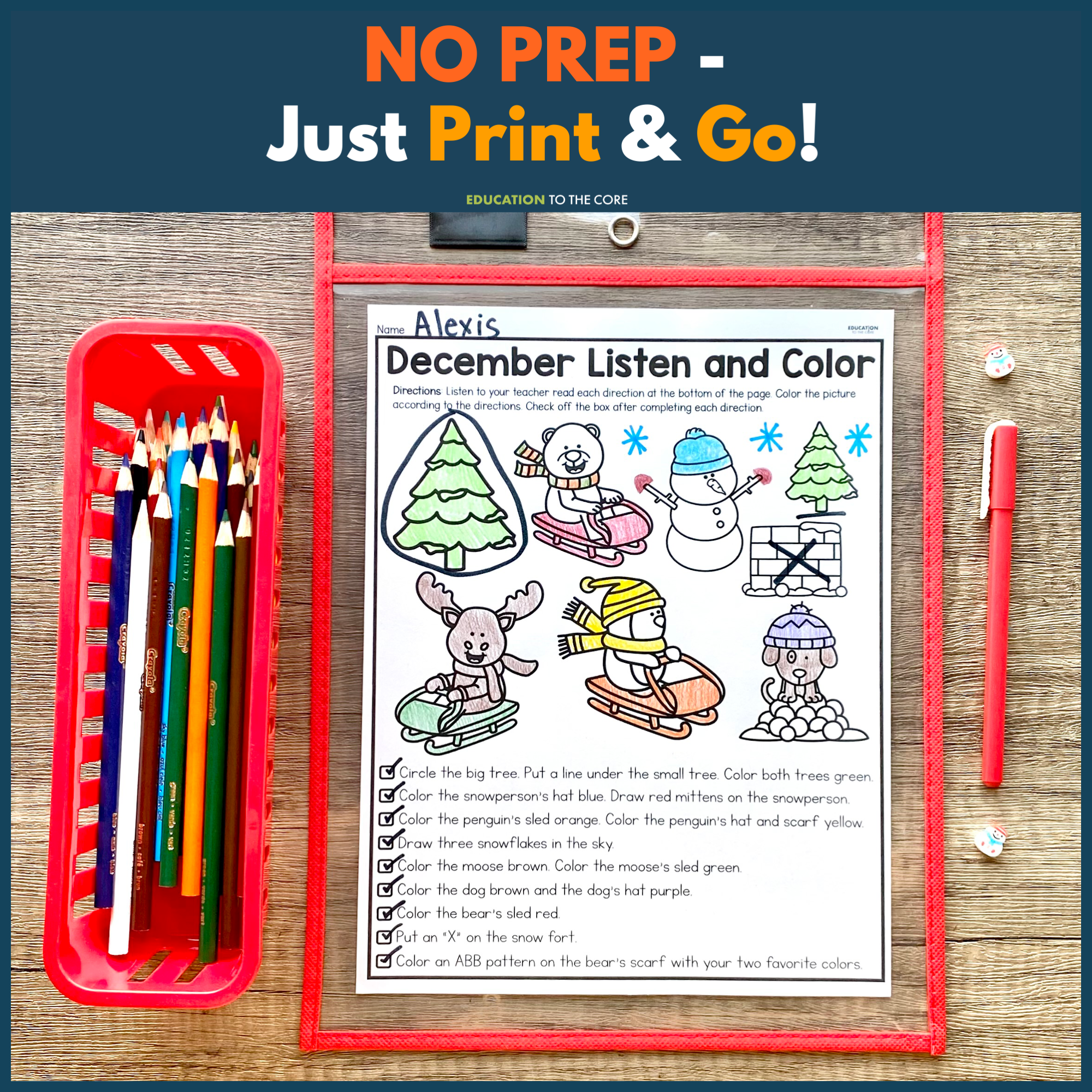 Kindergarten Monthly No Prep Printables Year-Long Bundle