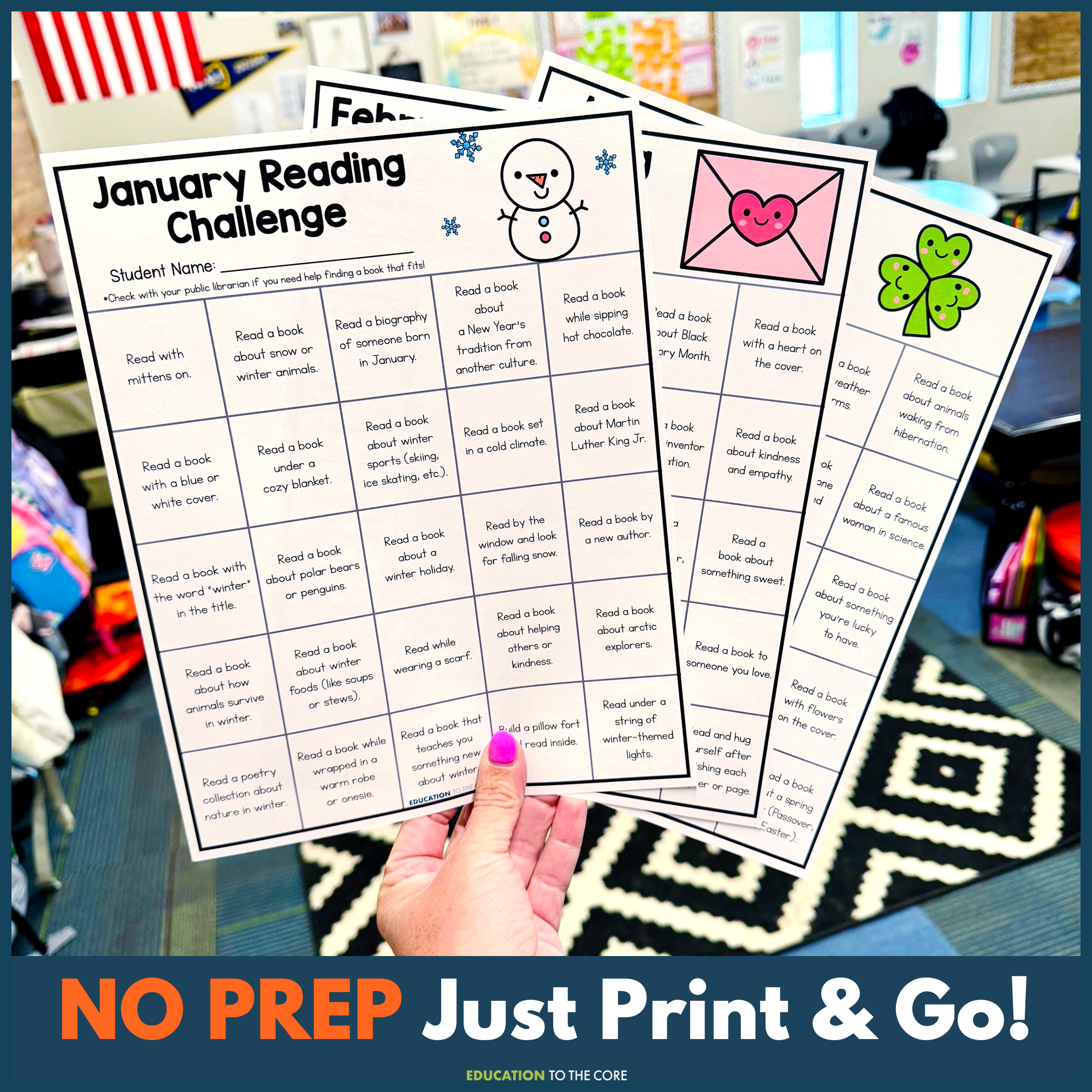 Monthly Reading Challenge Bookmarks and Calendars