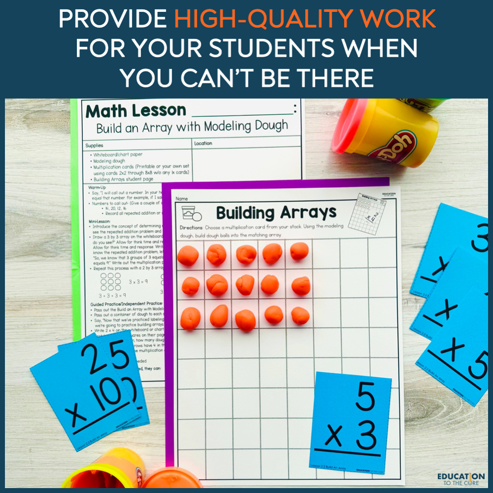 3rd Grade Editable Sub Plans