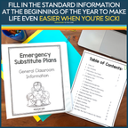 Kindergarten Editable Sub Plans