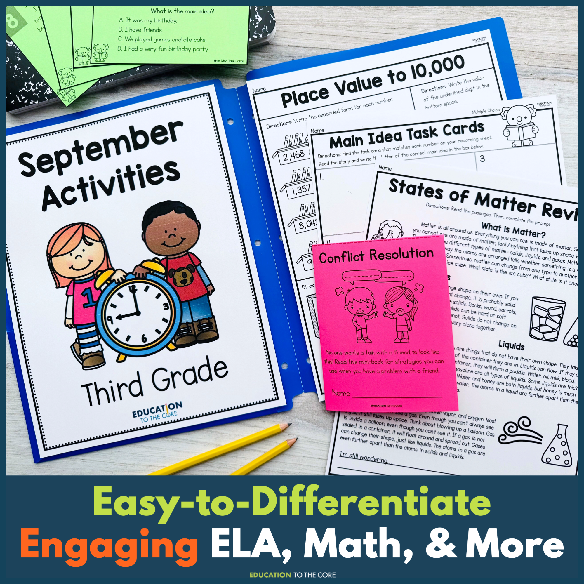 3rd Grade Monthly No Prep Printables Year-Long Bundle