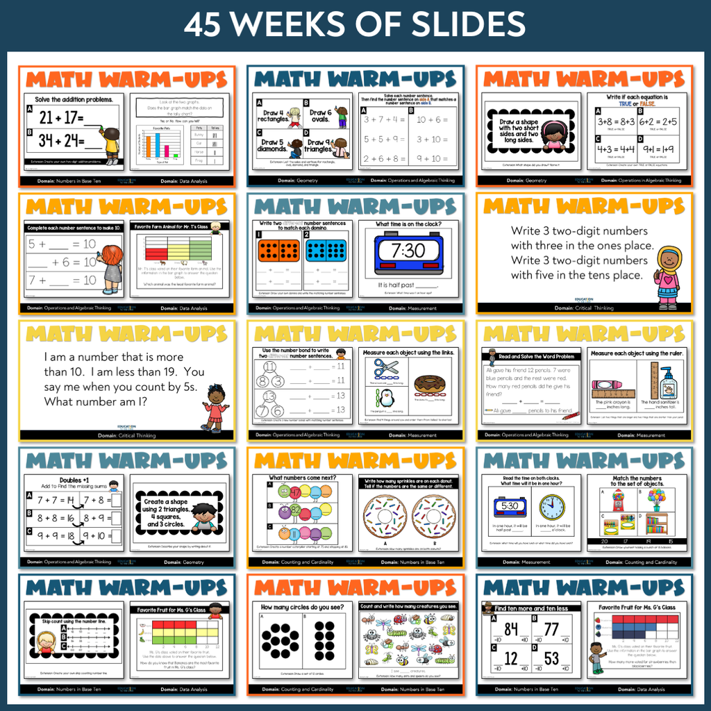 No Prep Math Warm-Ups for 1st Grade