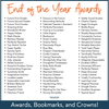 End of the Year Awards, Bookmarks, and Crowns