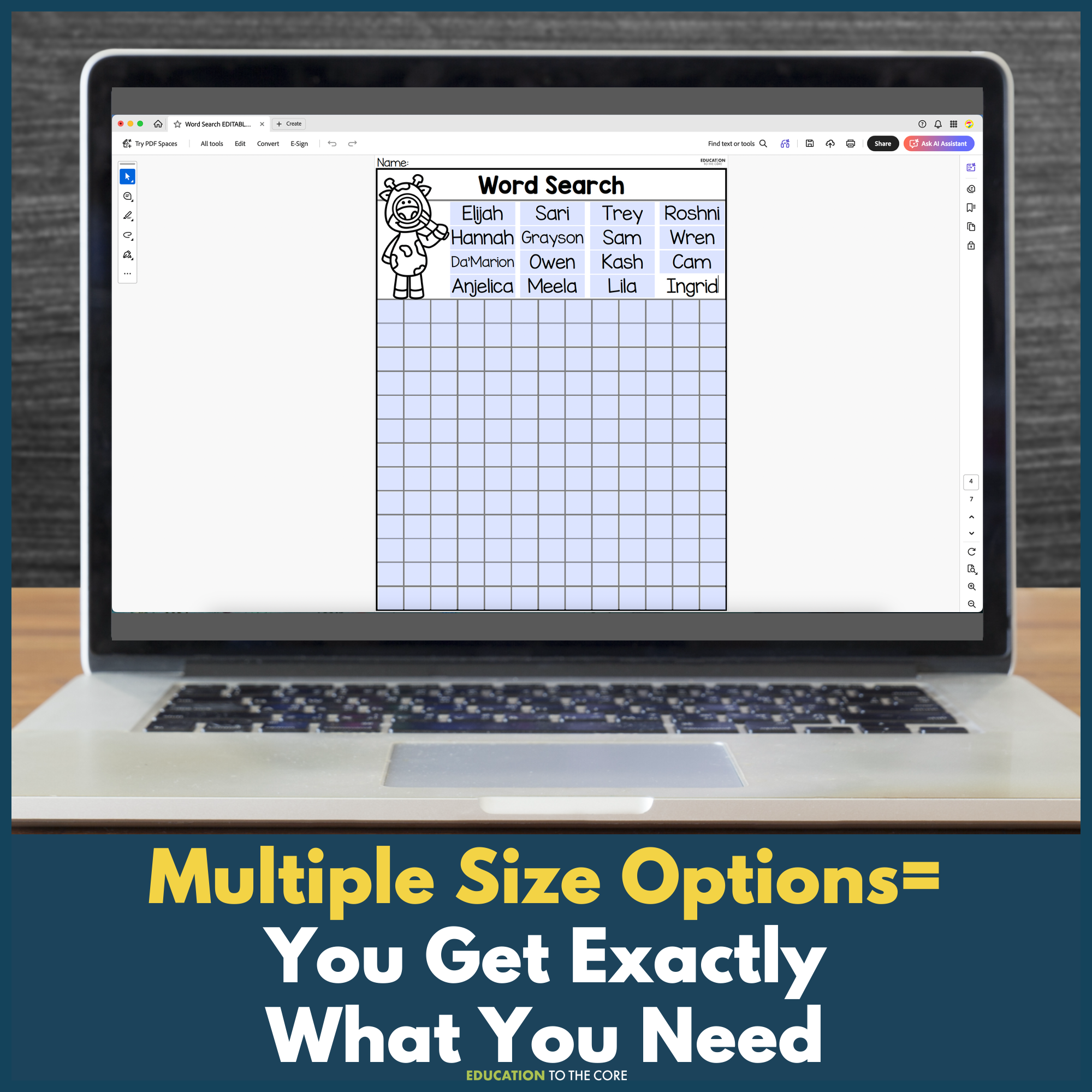 Editable Word Search