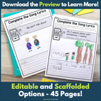 "Finish the Song Lyrics" Writing Activity