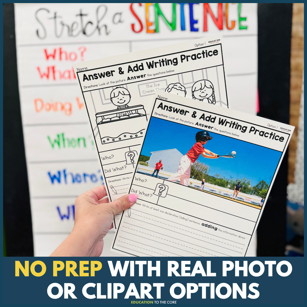 Answer and Add Basic Sentence Writing Practice Bundle