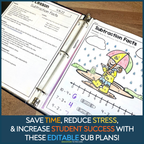 Kindergarten Editable Sub Plans