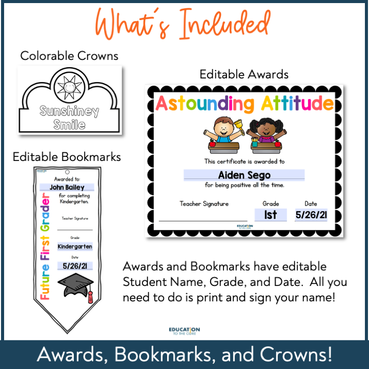 End of the Year Awards, Bookmarks, and Crowns