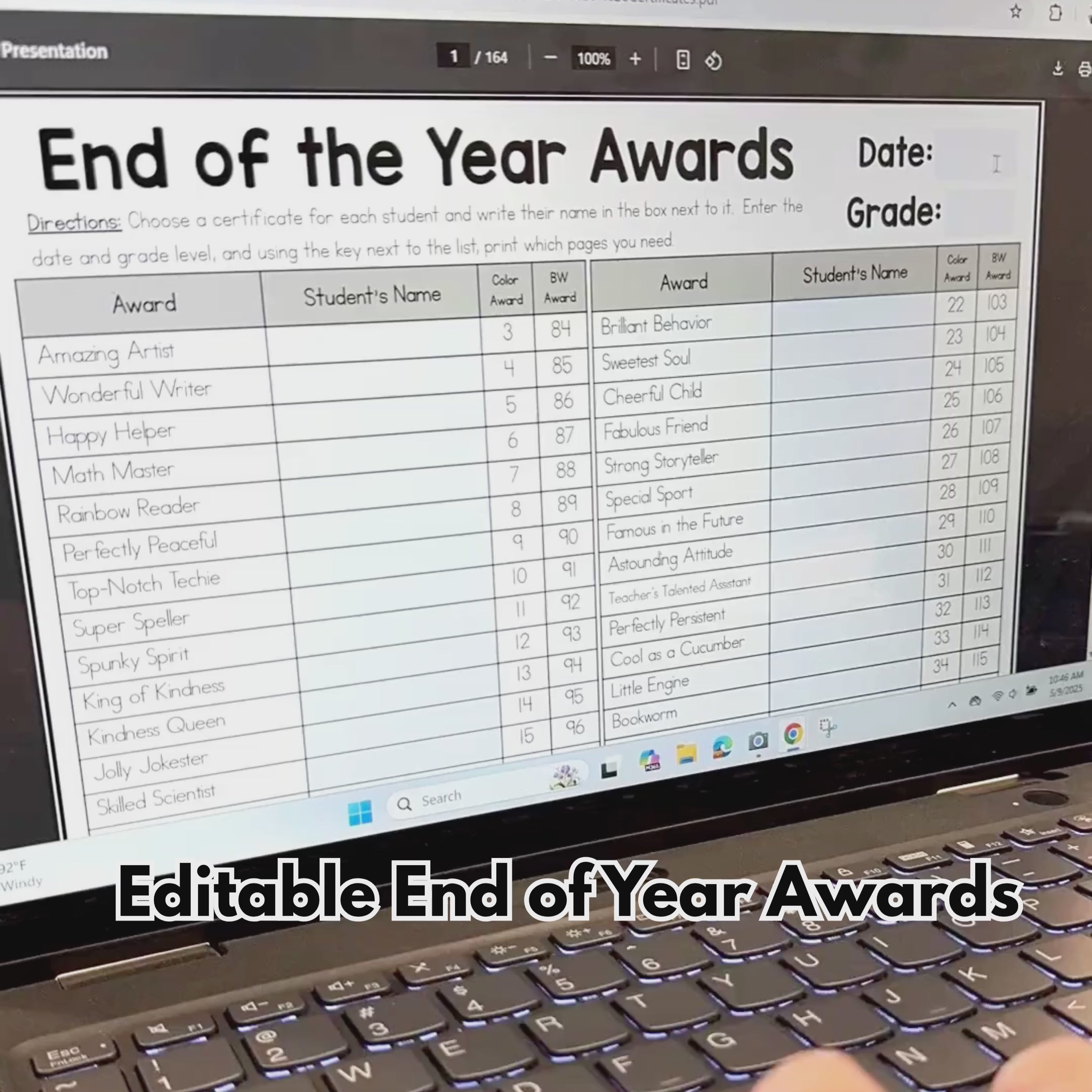 End of the Year Awards, Bookmarks, and Crowns